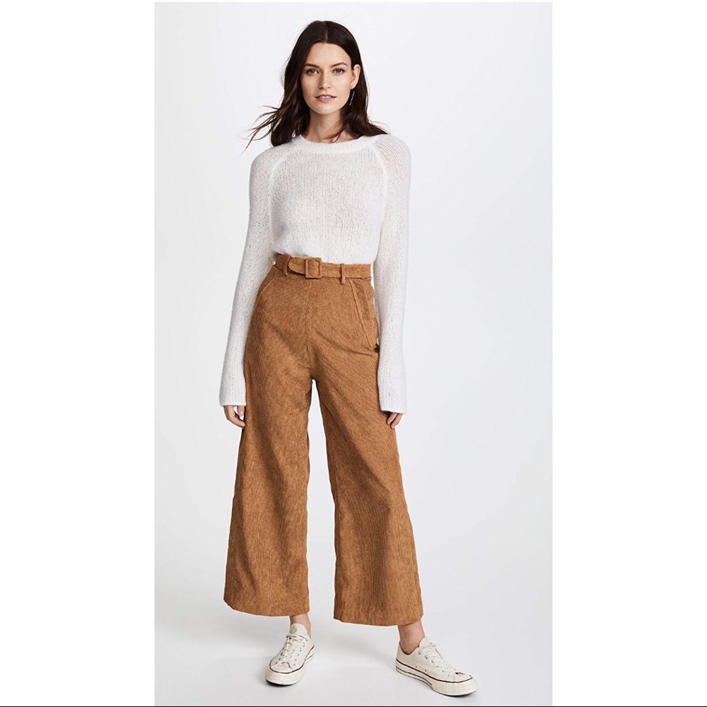 High waisted wide leg corduroy culottes